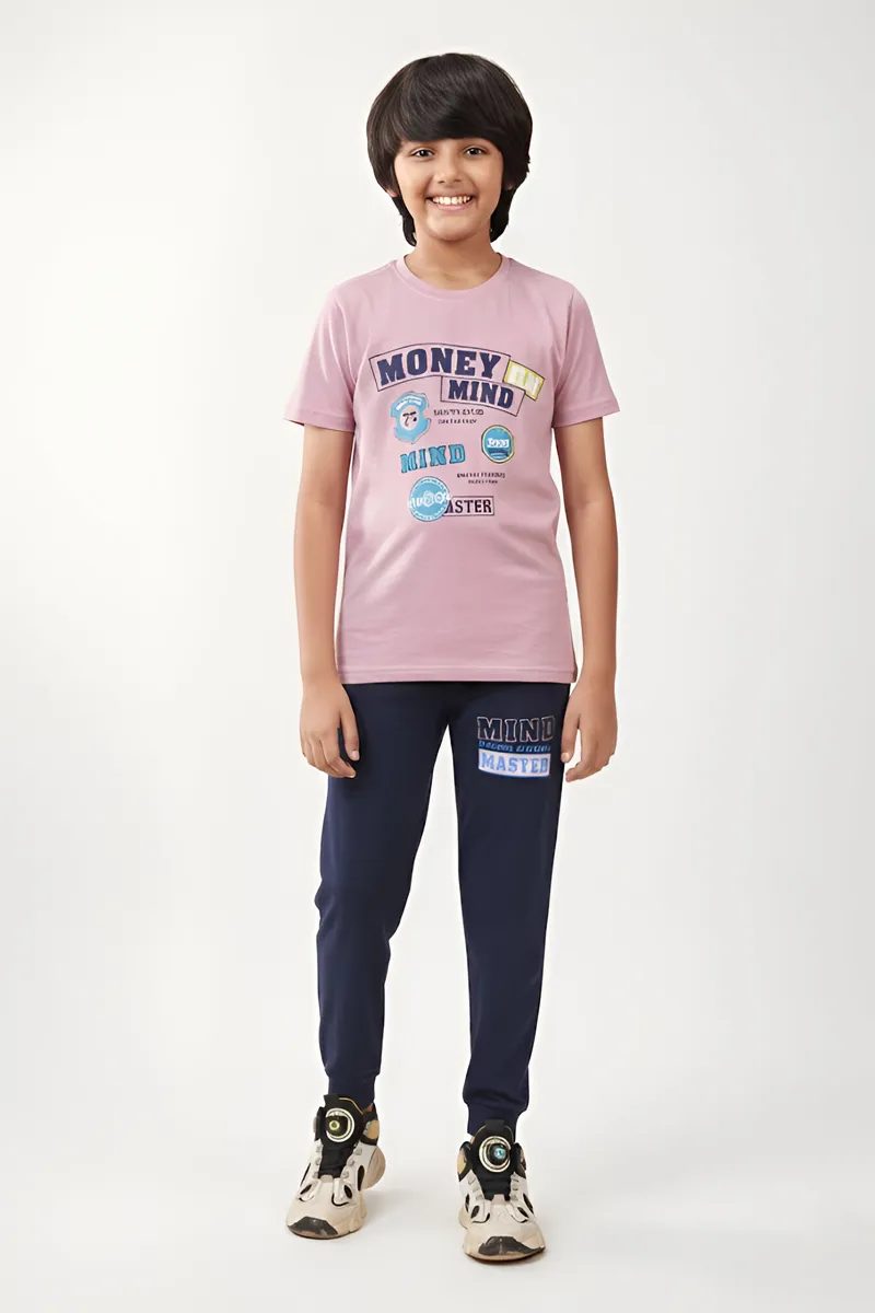 Printed T-Shirt and Pant Set for Boys - Pink CLBCS0045PIN78YR
