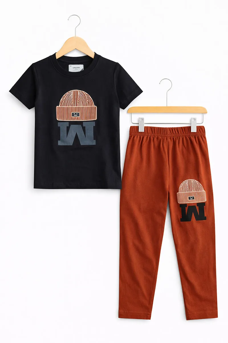 T-Shirt and Pant Set for Boys - Black