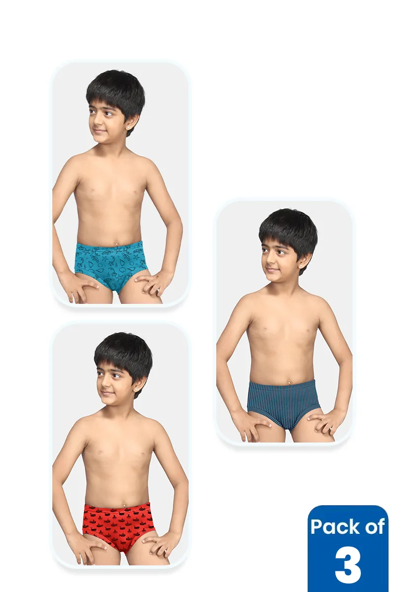 Boys Assorted Pack of 3 Printed Briefs CLBIW002MUL12YR