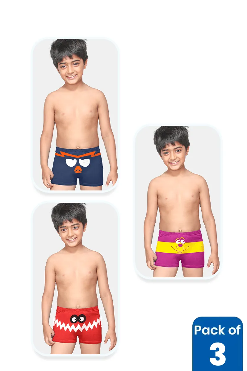 Boys Assorted Pack of 3 Printed Trunks CLBIW004MUL12YR
