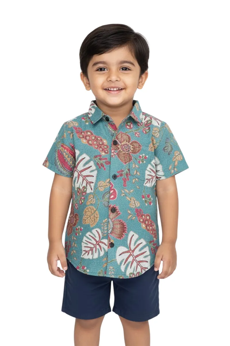 Printed Regular Fit Shirt for Boys - Green CLBS0023GRE56YR