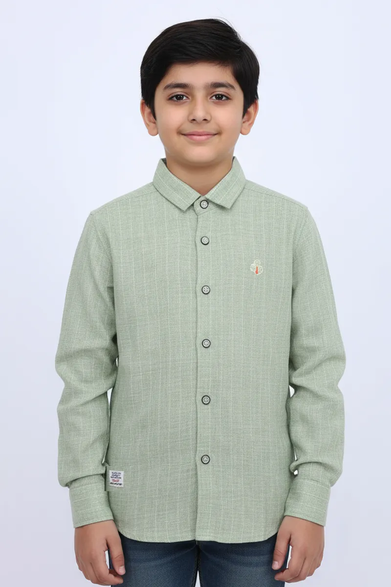 Cotton Regular Fit Shirt for Boys - Pista Green