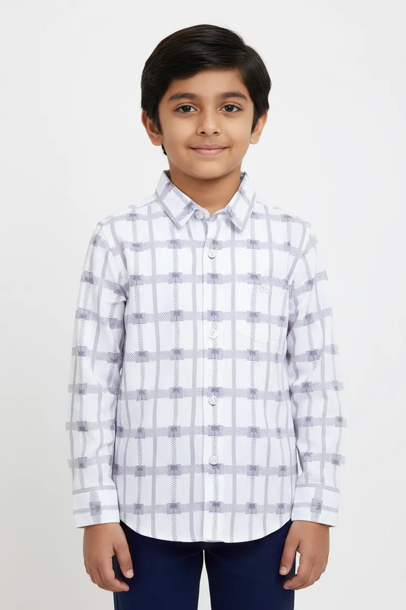 Regular Fit Checked Shirt for Boys - White CLBS0036WHI56YR