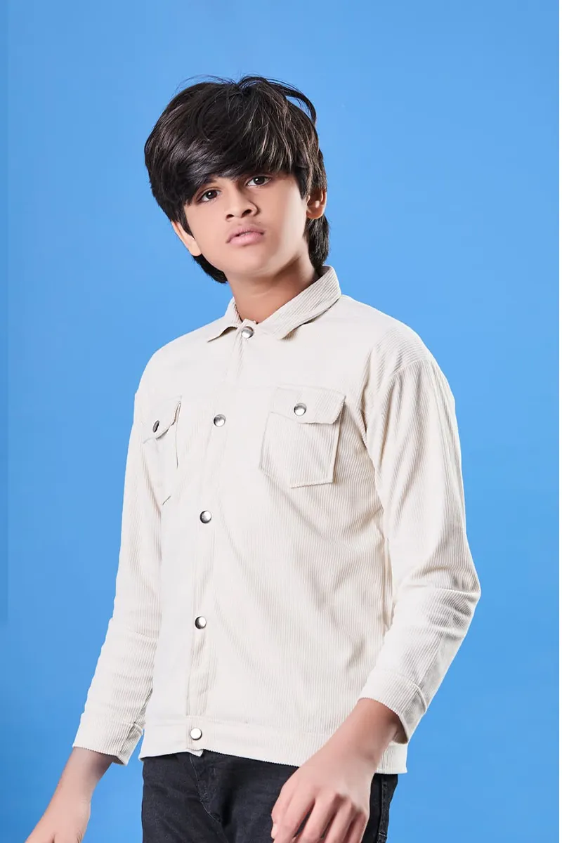 Corduroy Solid Shirt for Boys - Cream CLBS0039CRE1112YRS