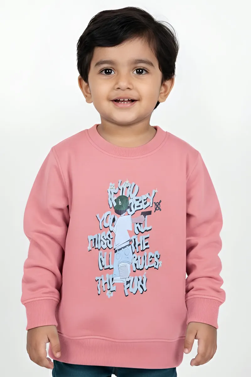 Tencel Printed Sweatshirt for Boys - Peach