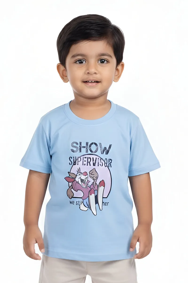Tencel Printed T-Shirt for Boys - Light Blue CLBT00116LIGBLU23YRS