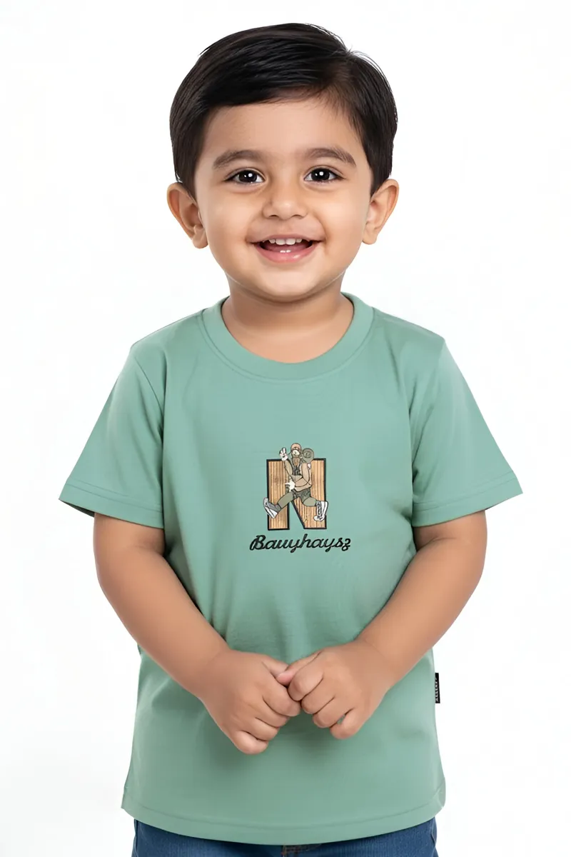 Tencel Printed T-Shirt for Boys - Green