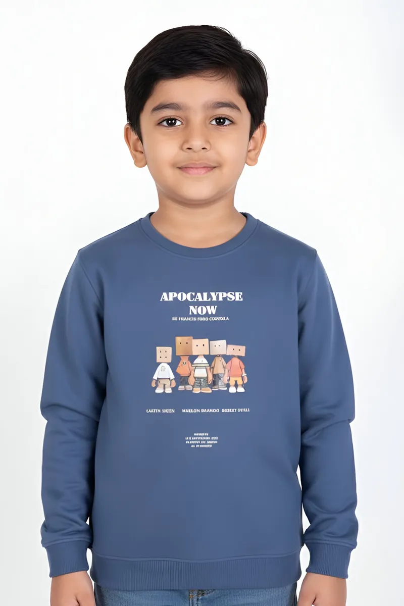 Cotton Printed Sweatshirt for Boys - Navy Blue CLBT00131NAVBLU12YRS