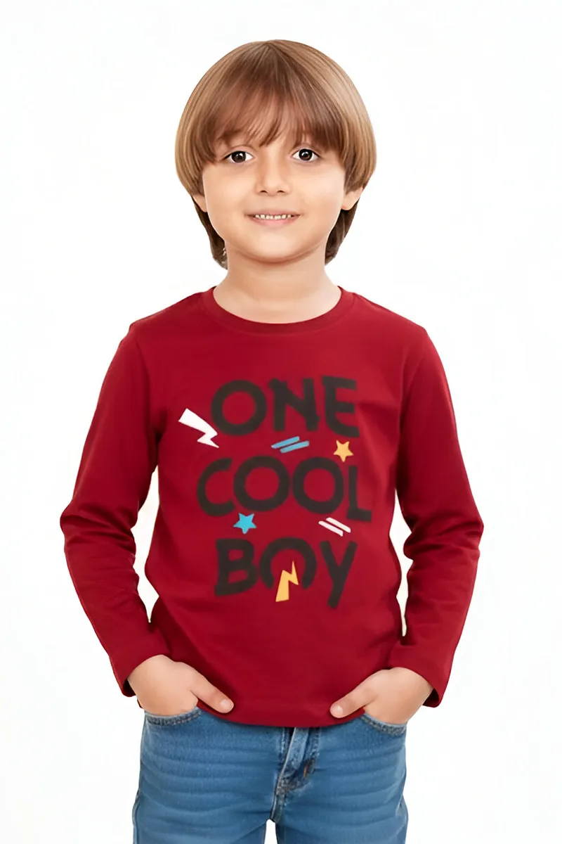 Full-Sleeve Cotton T-Shirt for Boys - Maroon