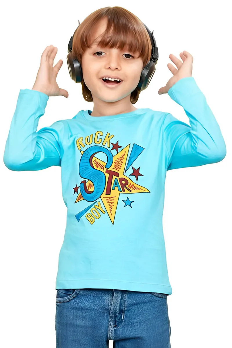Full-Sleeve Cotton T-Shirt for Boys - Blue