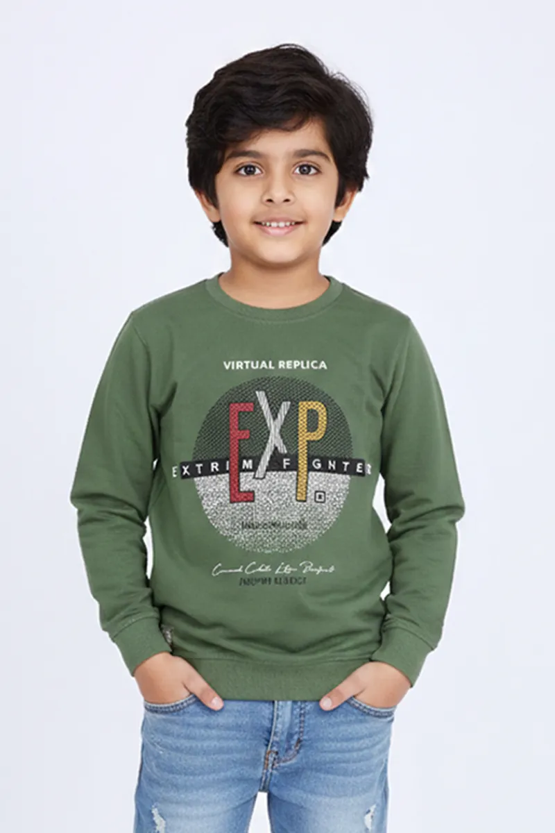 Full-Sleeve Printed T-Shirt for Boys - Dark Green CLBT00182DAR78YR