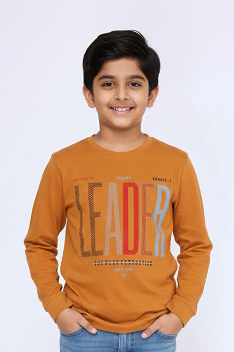 Full-Sleeve Printed T-Shirt for Boys - Mustard CLBT00183MUS1112