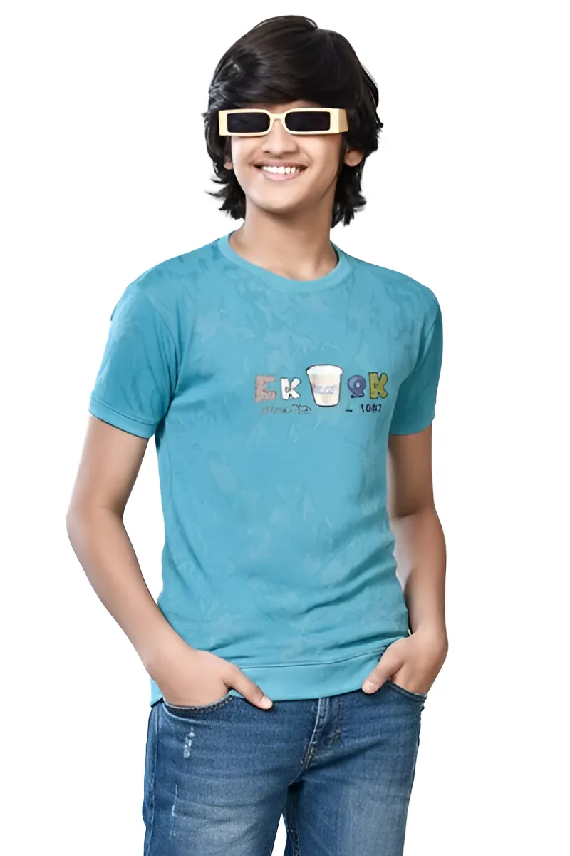 Printed Half Sleeve T-Shirt for Boys - Blue CLBT00249BLU67YR