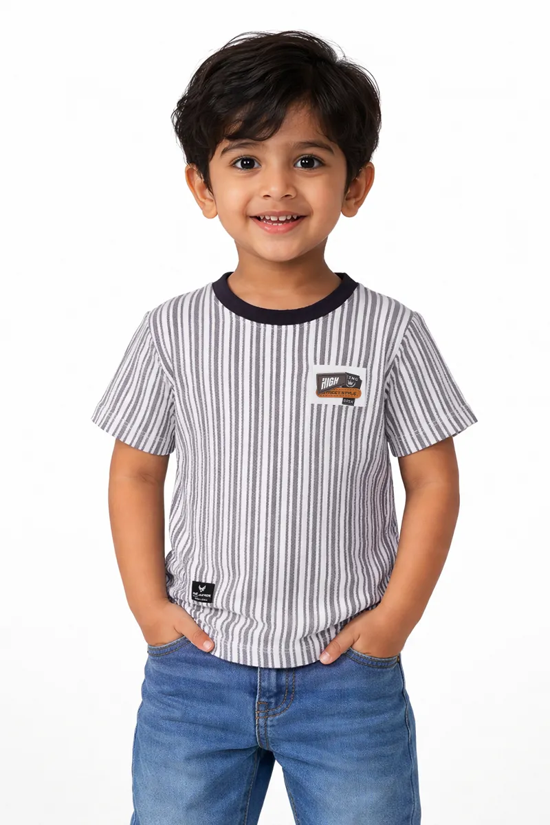 Half-Sleeve Striped T-Shirt for Boys - Grey CLBT00276GREY34YR