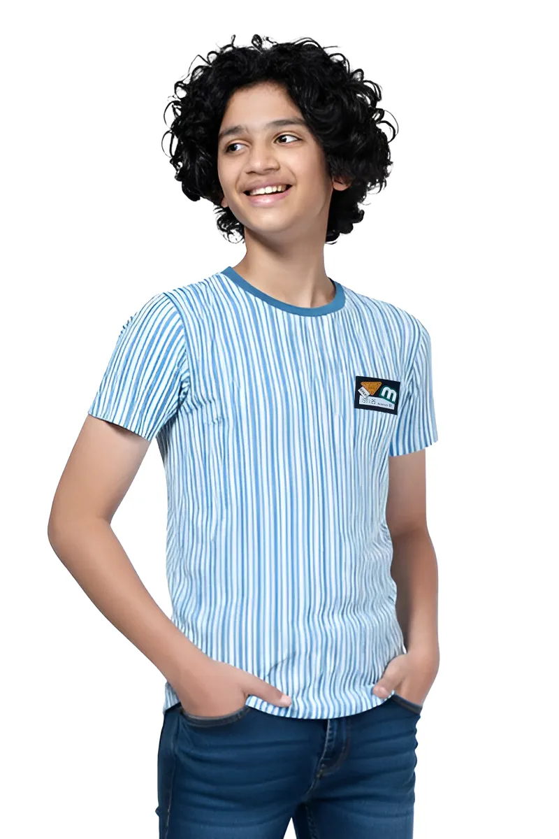 Half-Sleeve Striped T-Shirt for Boys - Teal CLBT00276TEA1112