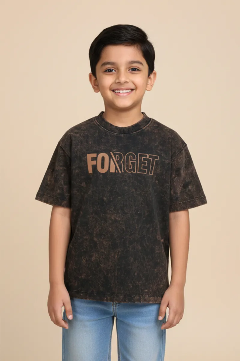 Acid Wash Round Neck T-Shirt for Boys - Green CLBT00277GRE910Y
