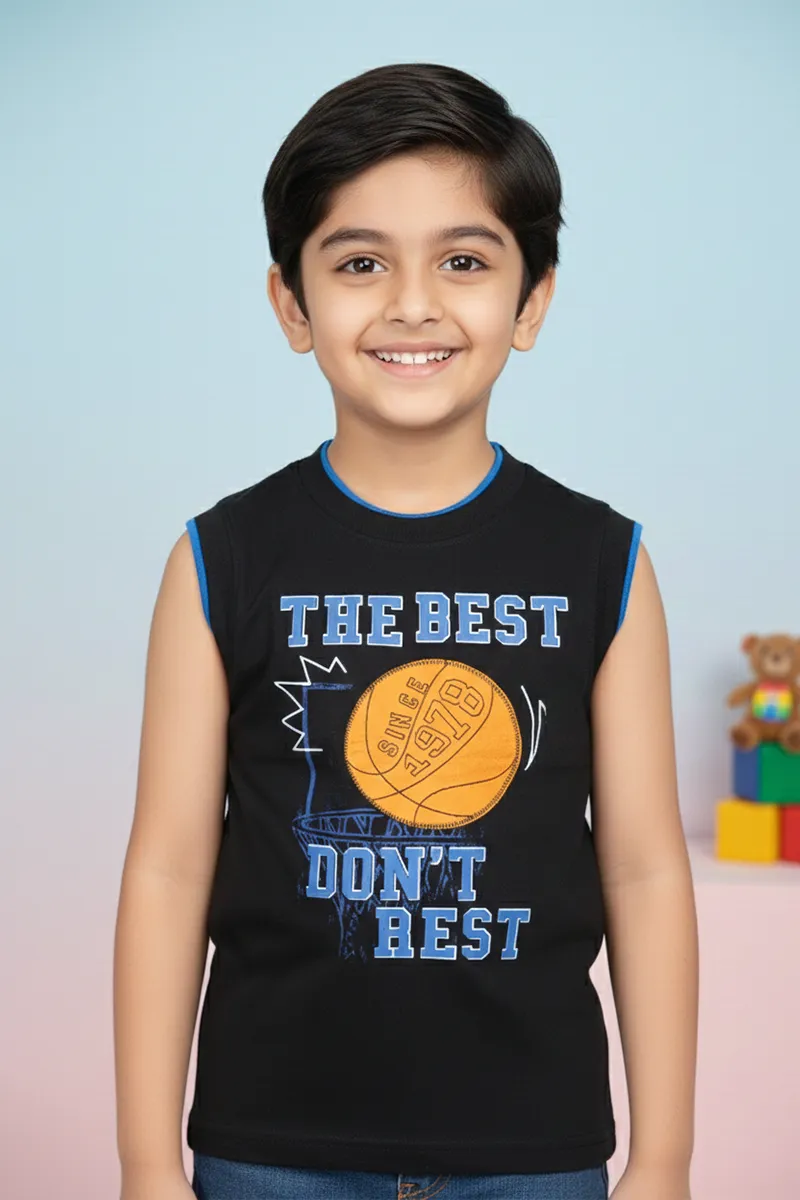 Printed T-Shirt for Boys - Black CLBT00316BLA34YR