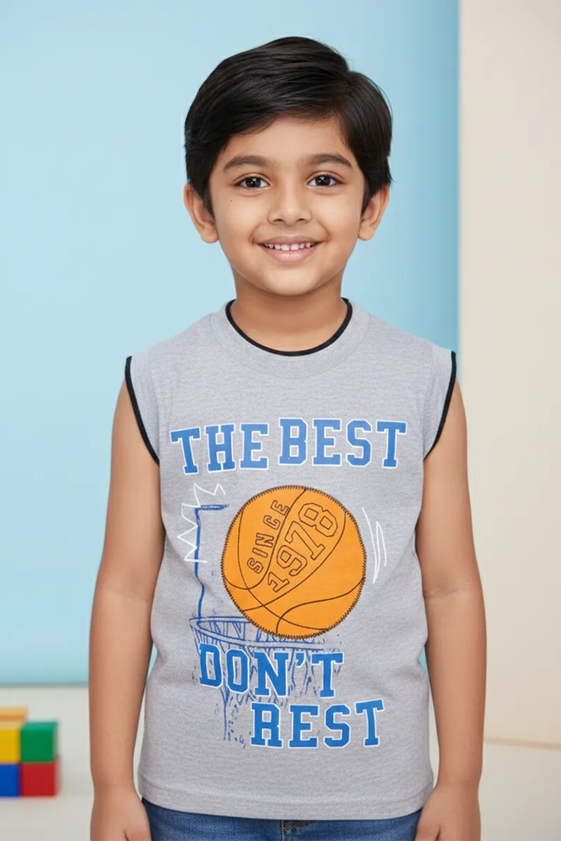Printed T-Shirt for Boys - Grey CLBT00316GREY45YR