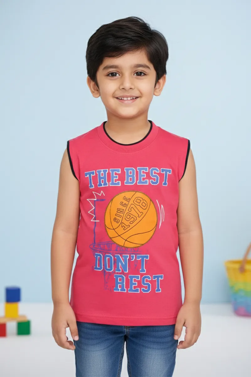 Printed T-Shirt for Boys - Pink CLBT00316PIN45YR