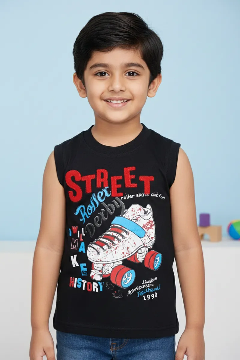 Printed T-Shirt for Boys - Black CLBT00317BLA67YR