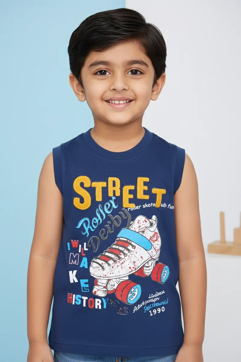 Printed T-Shirt for Boys - Blue CLBT00317BLU67YR