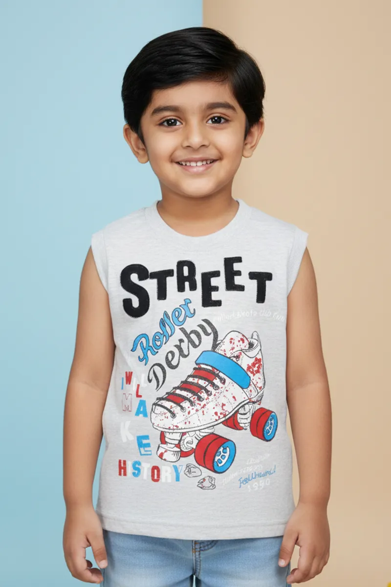 Printed T-Shirt for Boys - Light Grey CLBT00317LGRE67YR
