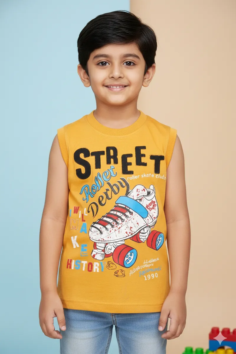 Printed T-Shirt for Boys - Mustard CLBT00317MUS45YR