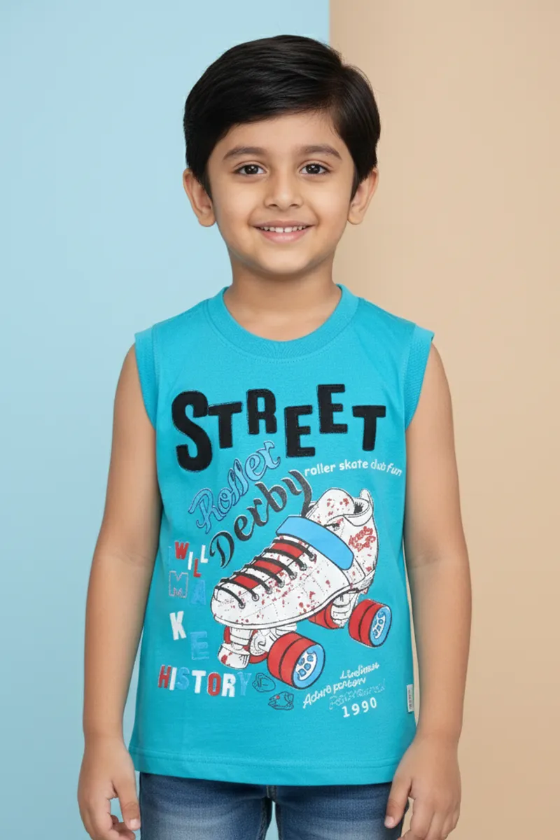 Printed T-Shirt for Boys - Sky Blue
