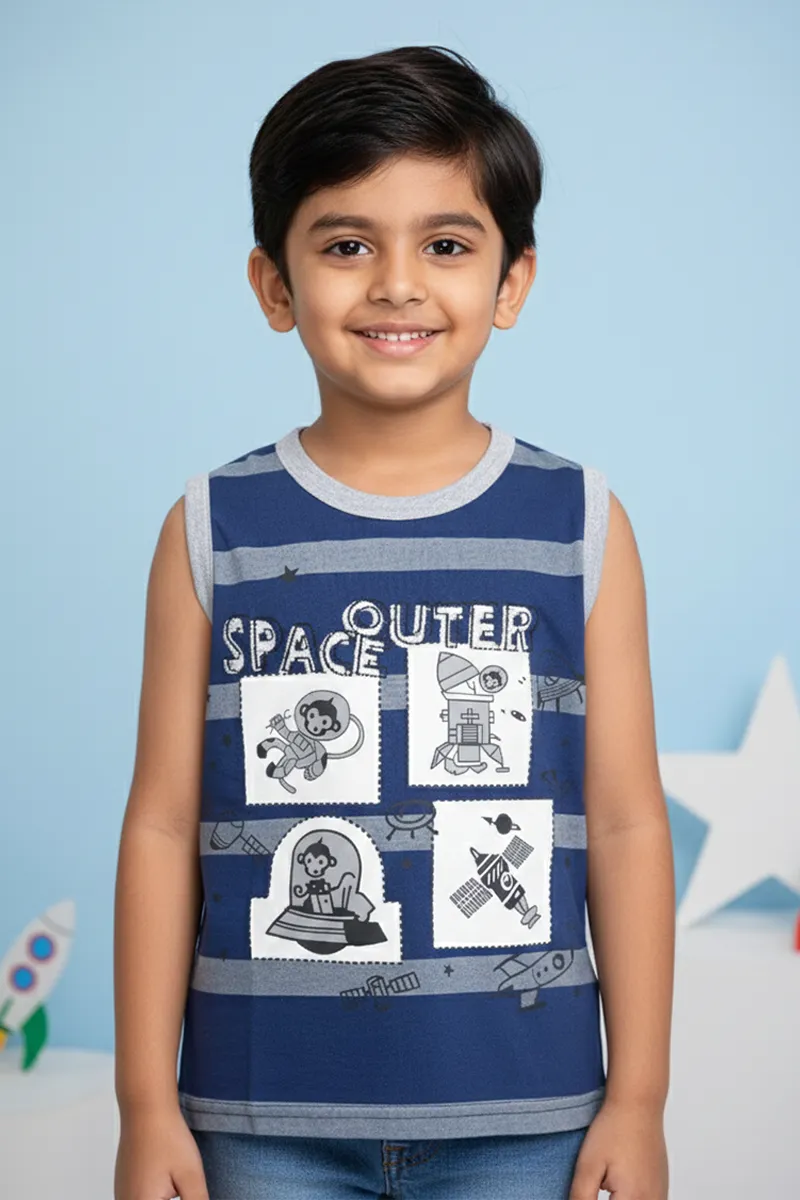 Printed T-Shirt for Boys - Blue CLBT00318BLU45YR