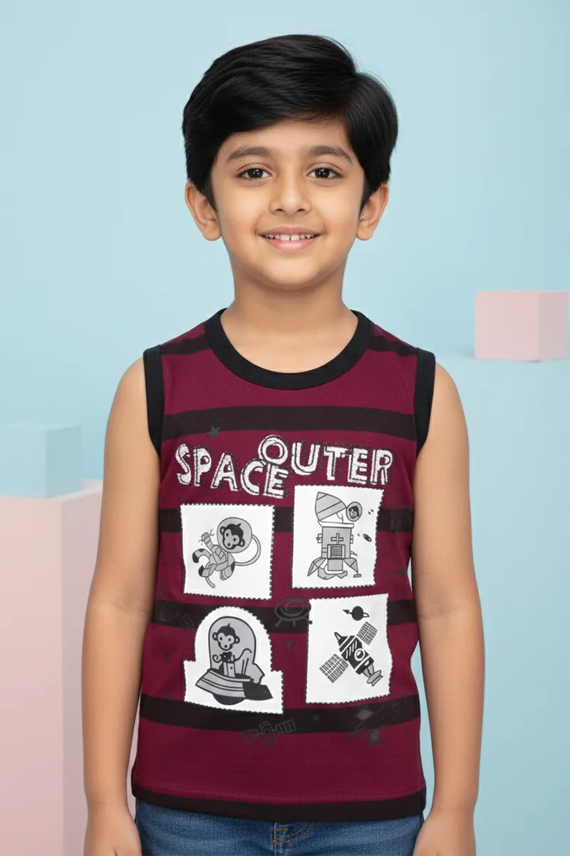 Printed T-Shirt for Boys - Burgundy CLBT00318BUR34YR
