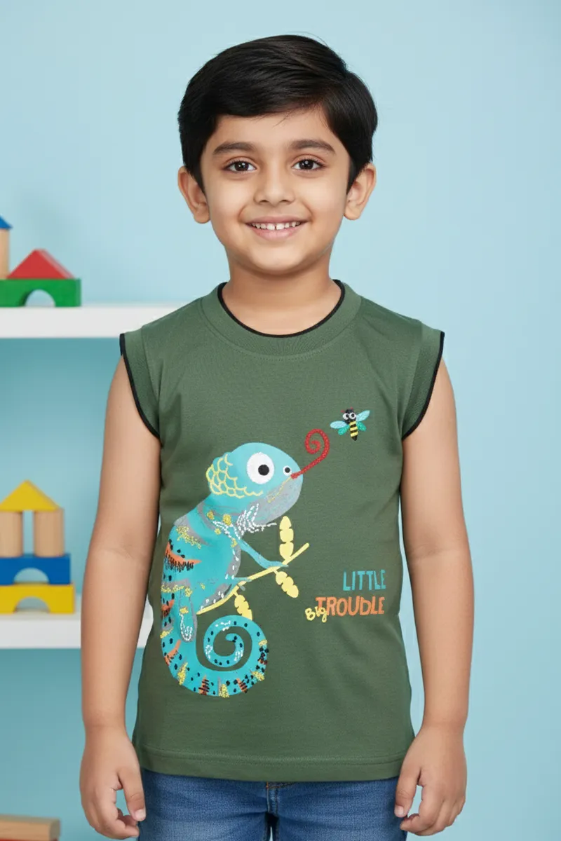 Printed T-Shirt for Boys - Green CLBT00319GRN34YR