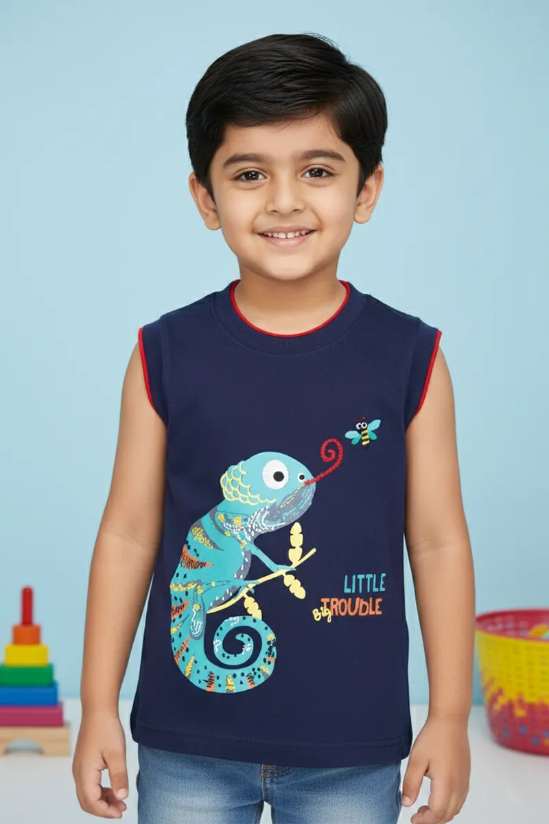 Printed T-Shirt for Boys - Navy Blue CLBT00319NAV45YR