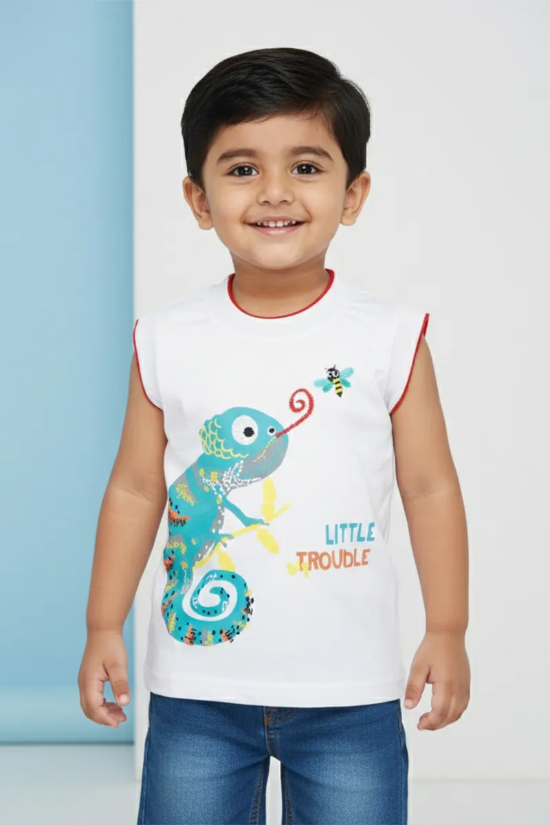 Printed T-Shirt for Boys - White CLBT00319WHI67YR