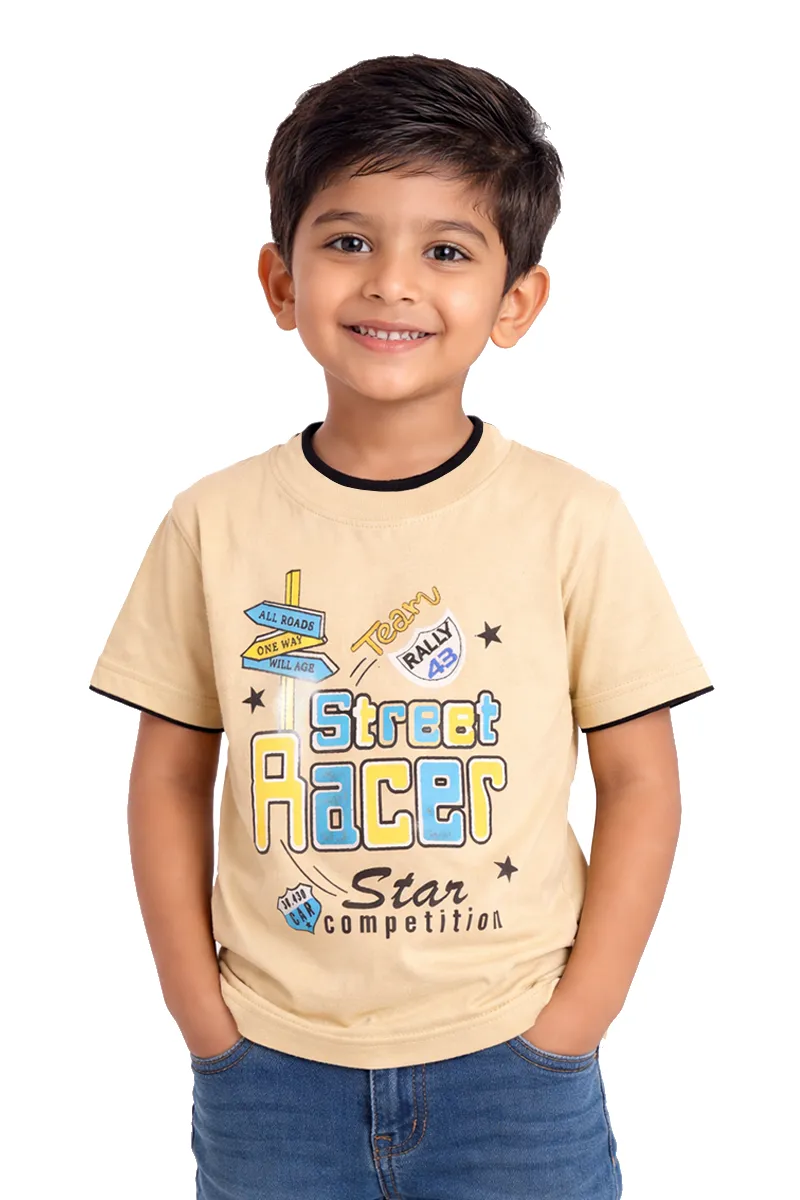 Printed Half Sleeve T-Shirt for Boys,SandalCLBT00325SAN34YR