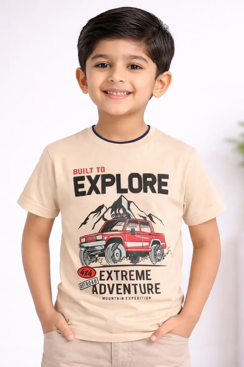 Printed T-Shirt for Boys - Peach
