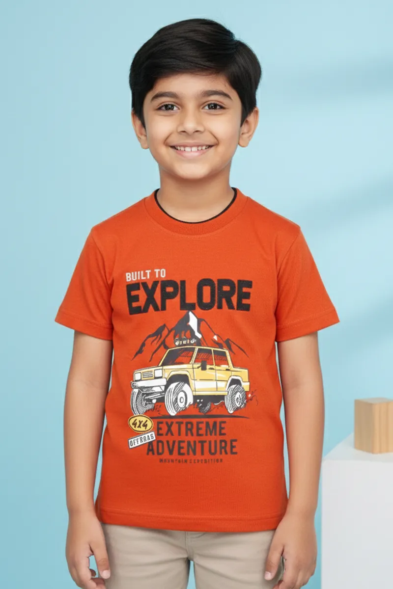 Printed T-Shirt for Boys - Rust