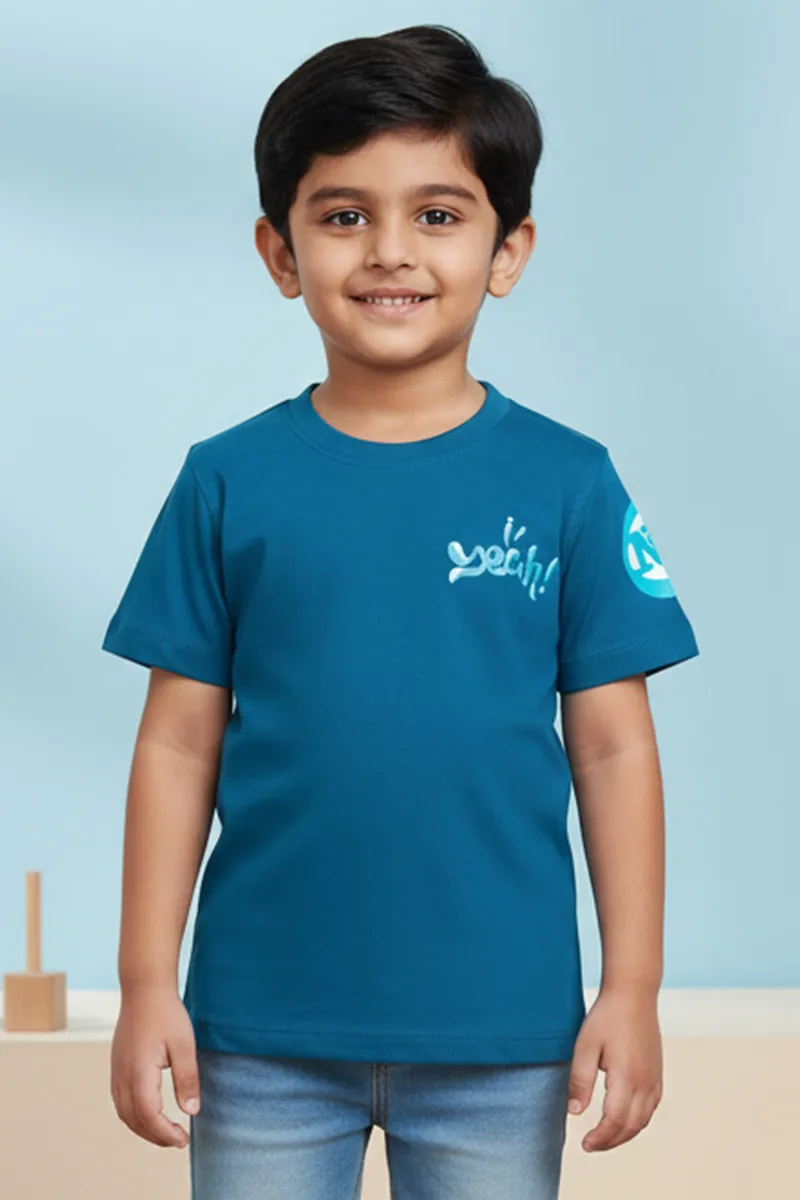 Half-Sleeve T-Shirt for Boys - Teal CLBT00377TEA23YR