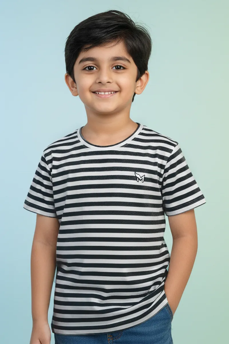Striped T-Shirt for Boys - Black CLBT00406BLA56YR