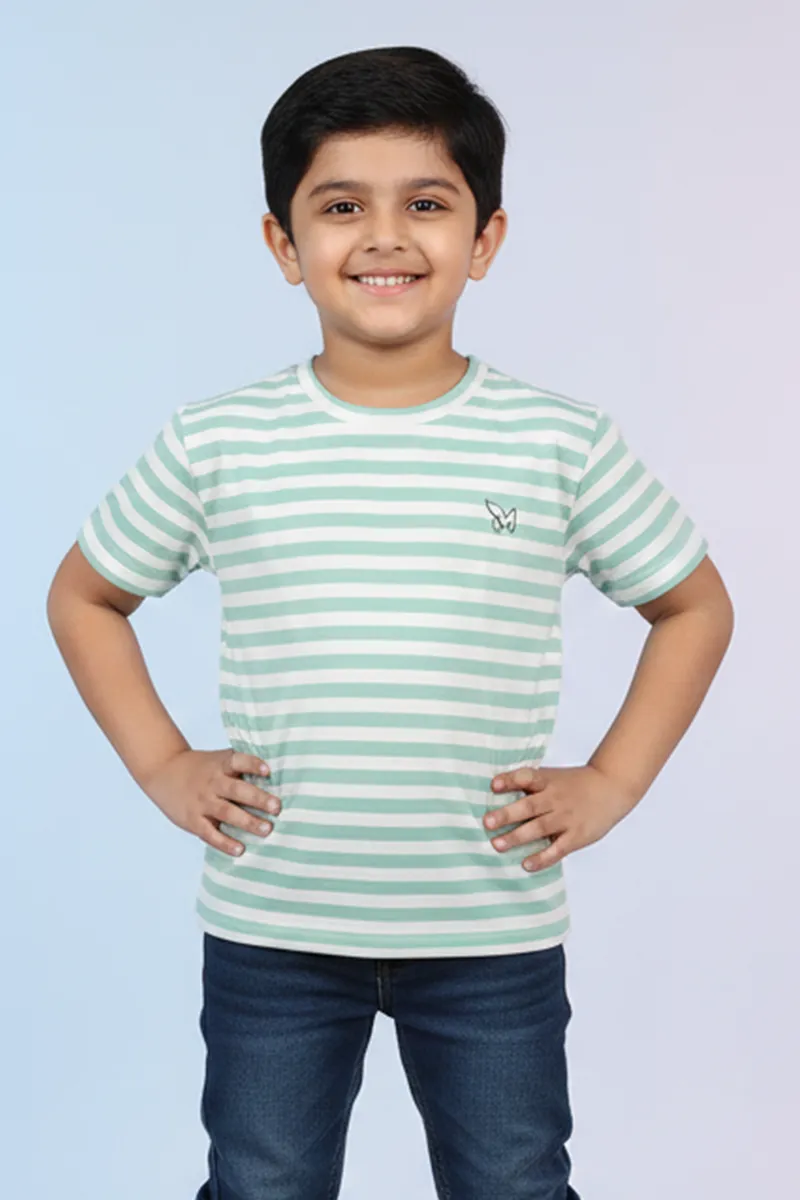 Striped T-Shirt for Boys - Sea Green CLBT00406SEA1516