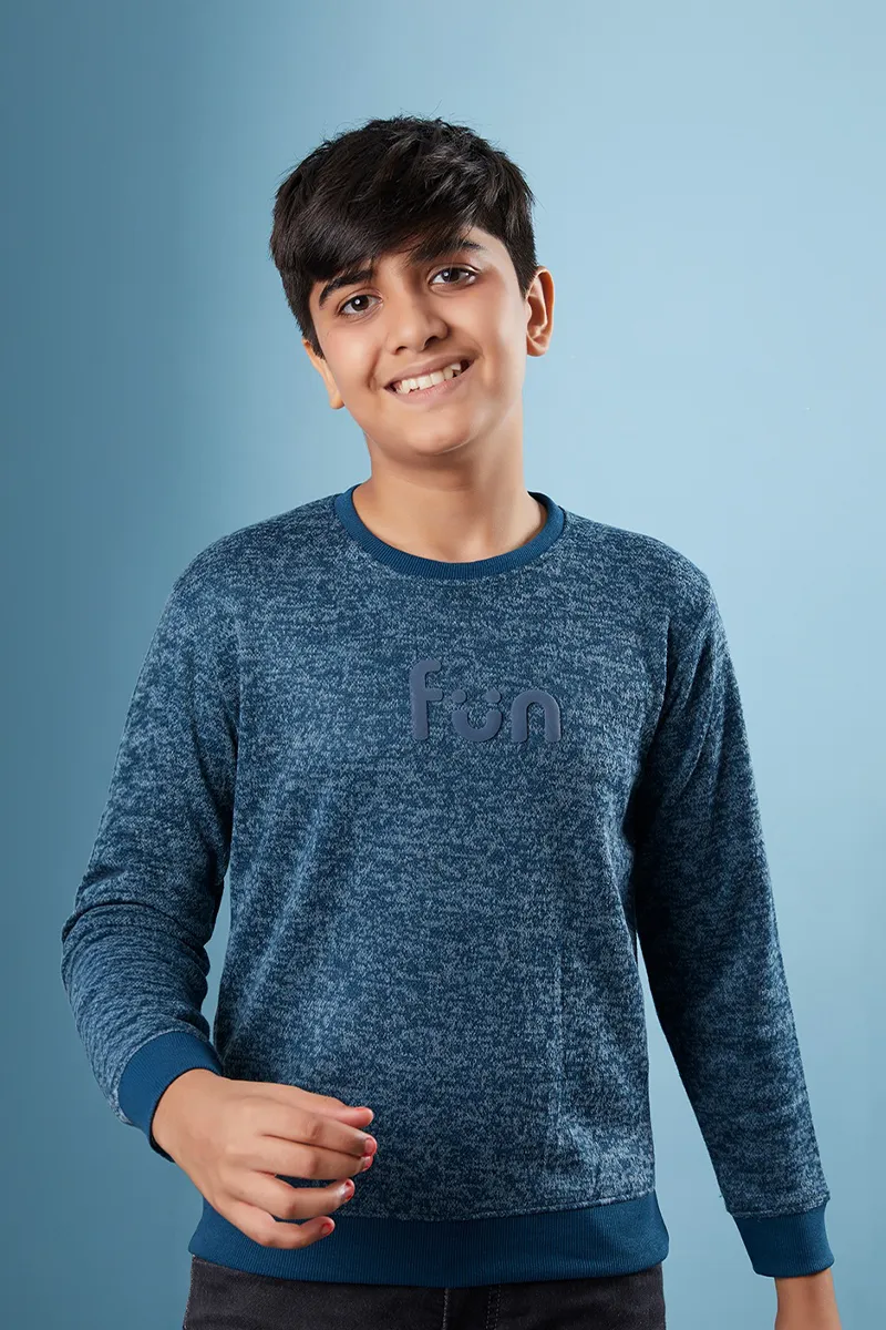 Polyester Solid Sweatshirt for Boys - Teal