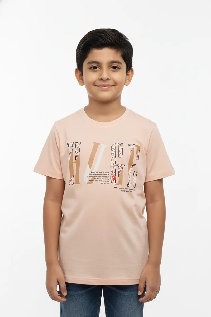 Printed T-Shirt for Boys - Peach