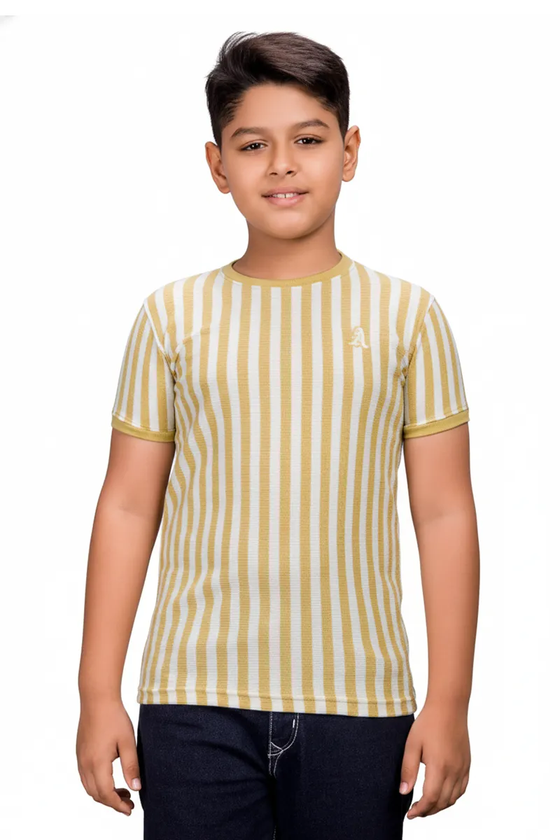 Cotton Striped T-Shirt for Boys - Yellow CLBT00501YEL56YRS