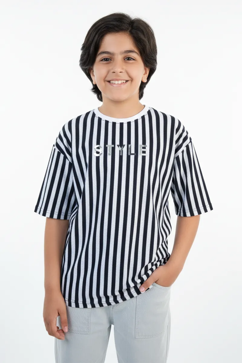 Cotton Striped T-Shirt for Boys - Navy Blue