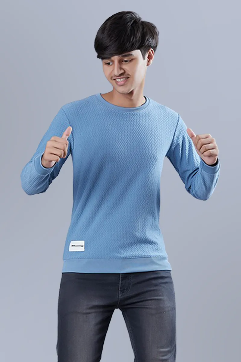 Cotton Solid Sweatshirt for Boys - Blue CLBT0052BLU34YRS