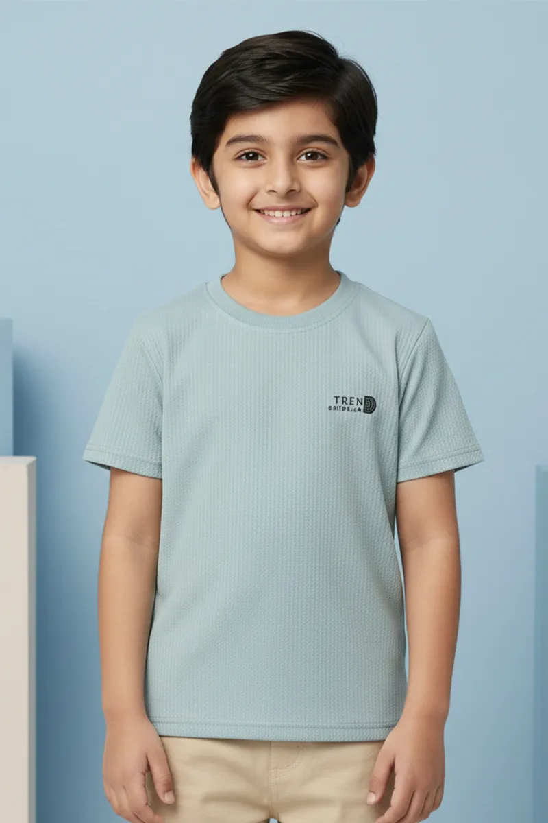 Cotton Solid Casual T-Shirt for Boys - Blue