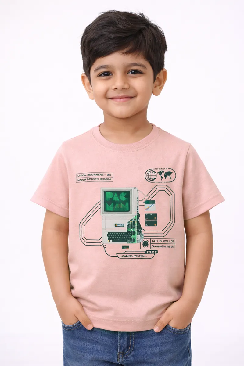 Cotton Printed Casual T-Shirt for Boys - Light Pink CLBT00566LIGPIN910YR