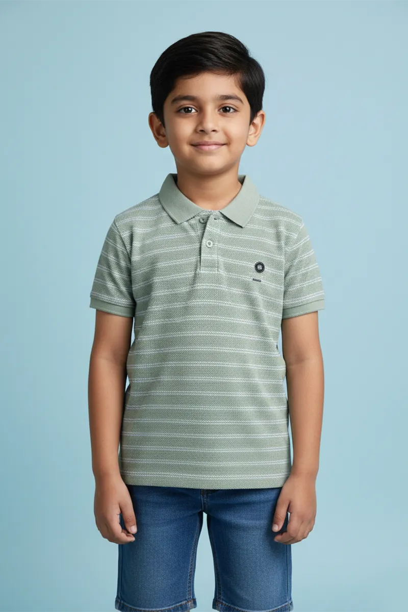 Striped T-Shirt for Boys - Green CLBT00597GRE78YR