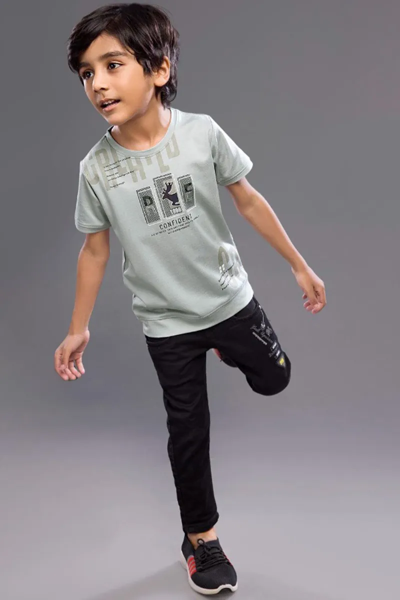 Cotton Printed T-Shirt for Boys - Grey