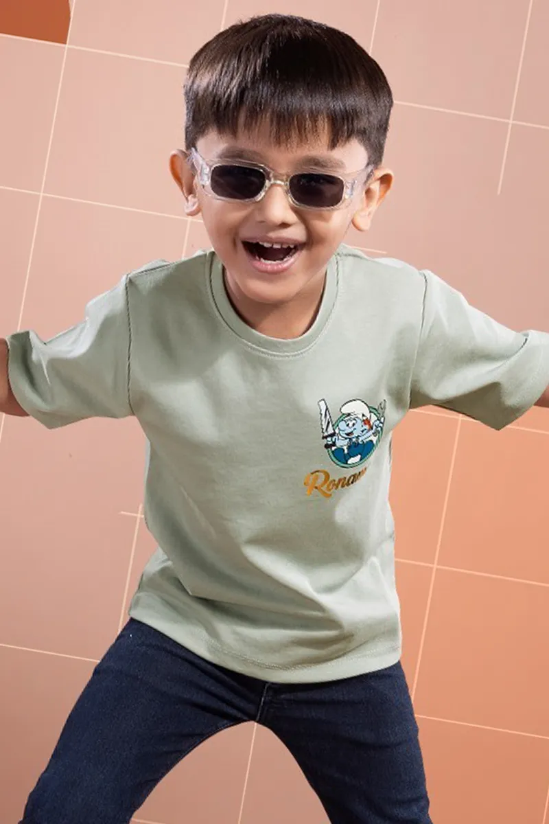 Cotton Solid T-Shirt for Boys - Grey