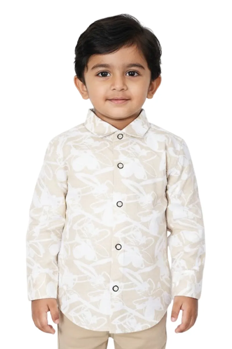 Boy's Cotton Printed Casual Shirt - Sandal CLBT009SAN1112YR